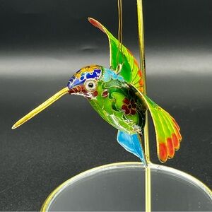 𝅺Vintage Cloisonne Hummingbird Christmas ornament and Stand